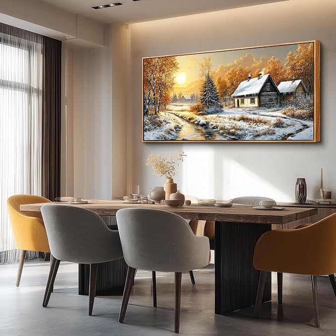 XIGUANGART Large Canavs Wall Art,Landscape Wall Art,Forest Pictures for Bedroom,Nature Paintings Wall Decor,Cottage Artwork for Walls,Vintage Rustic Farmhouse Art Prints for Living Room Kitchen Office