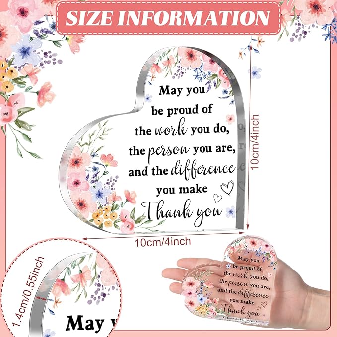 Yinder Thank You Gifts for Women Appreciation Gifts for Coworker Employee Nurse Teacher Leader Boss Inspirational Quotes Acrylic Desk Decor for Home Office Farewell Retirement