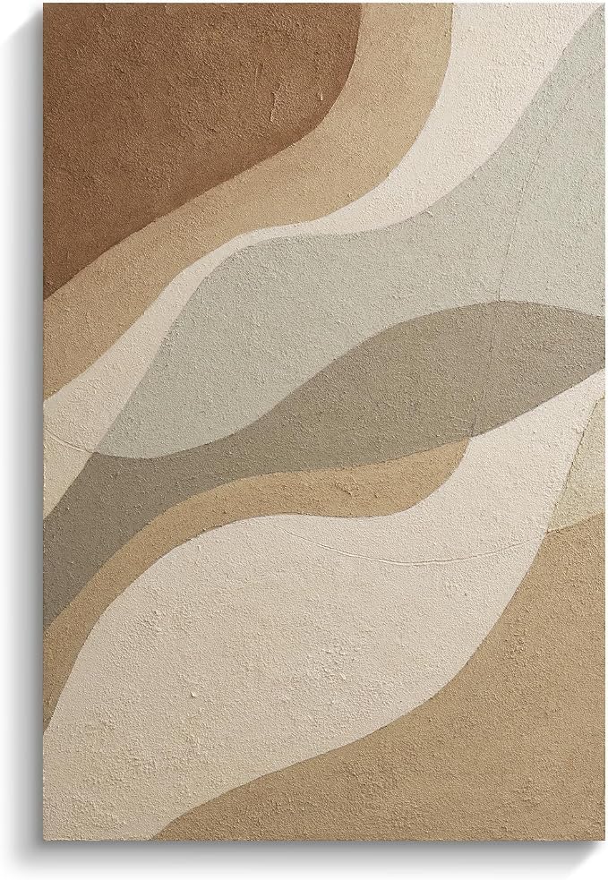 Modern Neutral Textured Vertical Wall Art, Large Oil Painting Wall Decor | Minimalist Original Hand‑Painted Canvas Wall Art, Sandstone Abstract Artwork for Living Room Bedroom Dining Room, 36x24 in