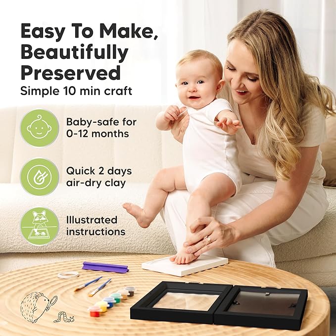 KeaBabies Baby Footprint Kit, Baby Shower Gifts for Girls, Boys and Pregnancy Journal Memory Book - Personalized Baby Hand and Footprint Kit Keepsake - 90 Pages Hardcover Pregnancy Planner Journal