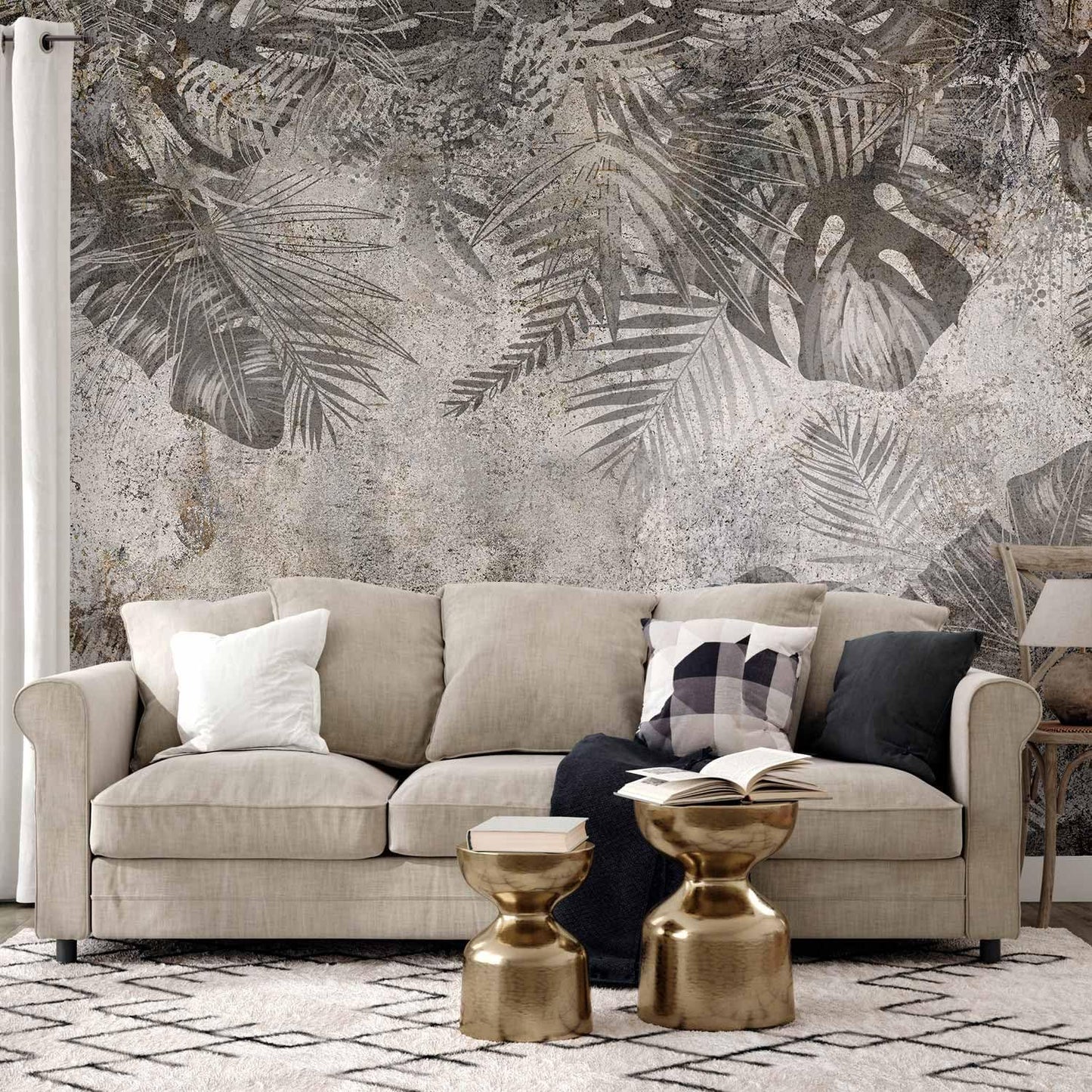 artgeist Wall Mural Tropical Leaves 77x55 in - XXL Peel and Stick Self-Adhesive Wallpaper Removable Large Sticker Foil Wall Decor Print Picture Image Design Palms Leaves Monstera b-C-0825-a-a