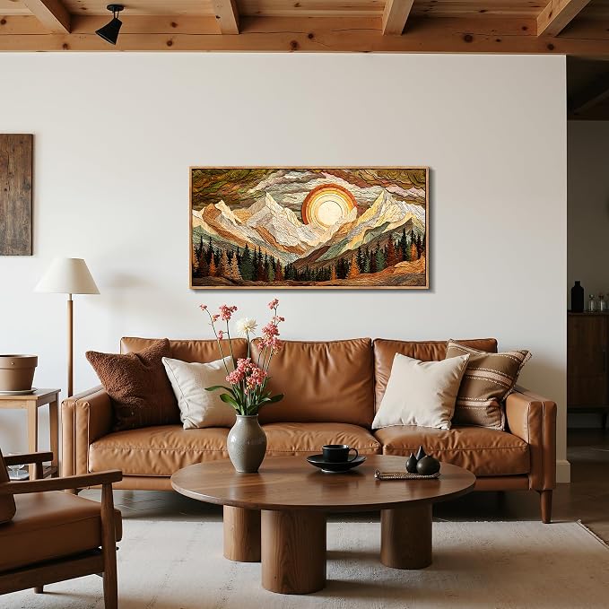 imjiayu Mountain Wall Art, Large Framed Wall Art, Boho Art Wall Decor, Abstract Nature Paintings Prints, Landscape Canvas Pictures for Living Room Bedroom Office Kitchen 20"x40"