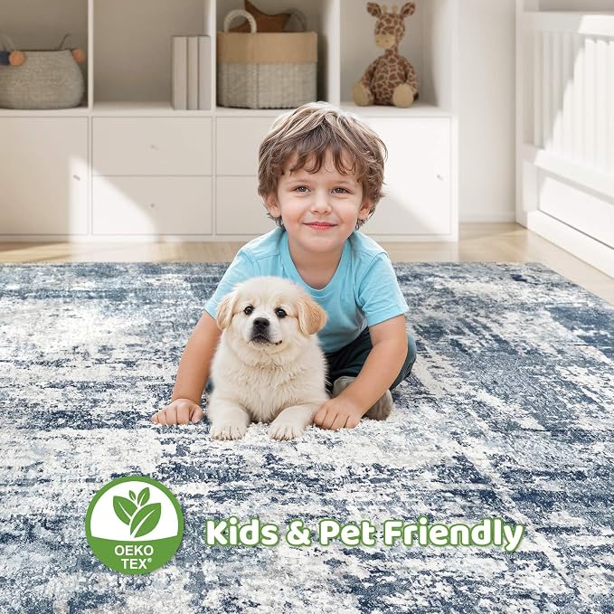 12x15 Area Rug Living Room: Washable Large Abstract Soft Rug Stain Resistant Indoor Non-Slip Carpet for Men Modern Home Enthusiasts Aged 25-45 - High Traffic Areas - Bedroom Office Playroom