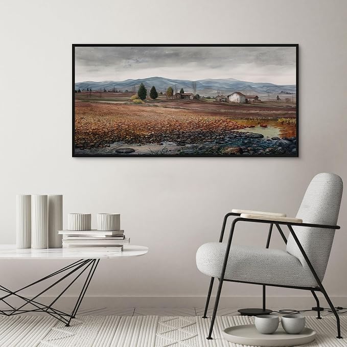 yiijeah Framed Artwork for Walls Extra Large Vintage Nature Earthy Wall Art Scenic Canvas Paintings Decor for Living Room Bedroom Entryway 58x29 Inches