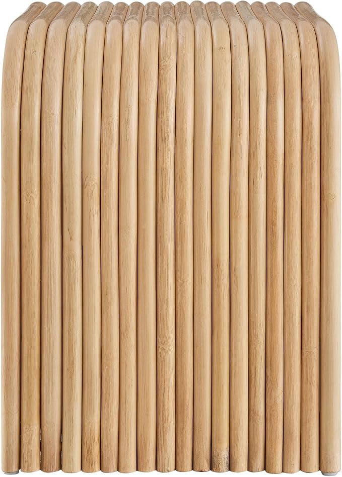 Modway Eve Curved Natural Rattan Side Table in Natural – Round Accent End Table for Living Rooms, Bedrooms, or Covered Patios