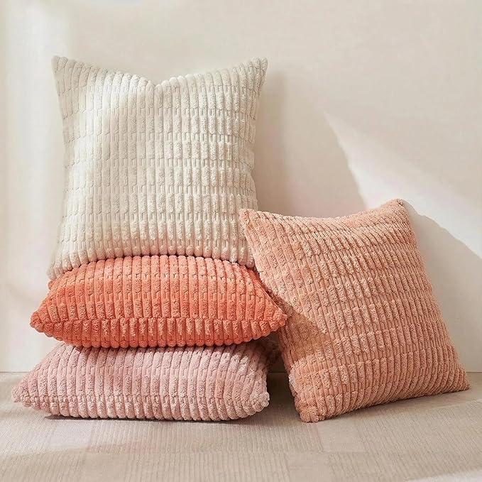 Fancy Homi 4 Packs Decorative Throw Pillow Covers for Living Room Couch Bed, Modern Farmhouse Boho Home Décor Accent Cushion Case, 20" x 20" (Pack of 4), Pink Series