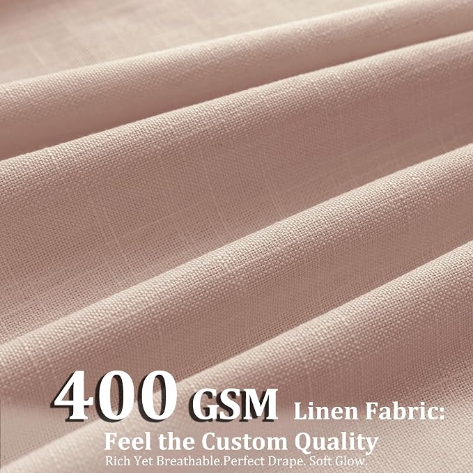 Pinch Pleated Linen Curtains 102 Inch, 2 Panels Premium 400GSM Memory Trained Semi Sheer Light Filtering Window Drapes for Living Room Bedroom Dining,Back Tab & Adjustable Hooks Rings,Muted Terracotta