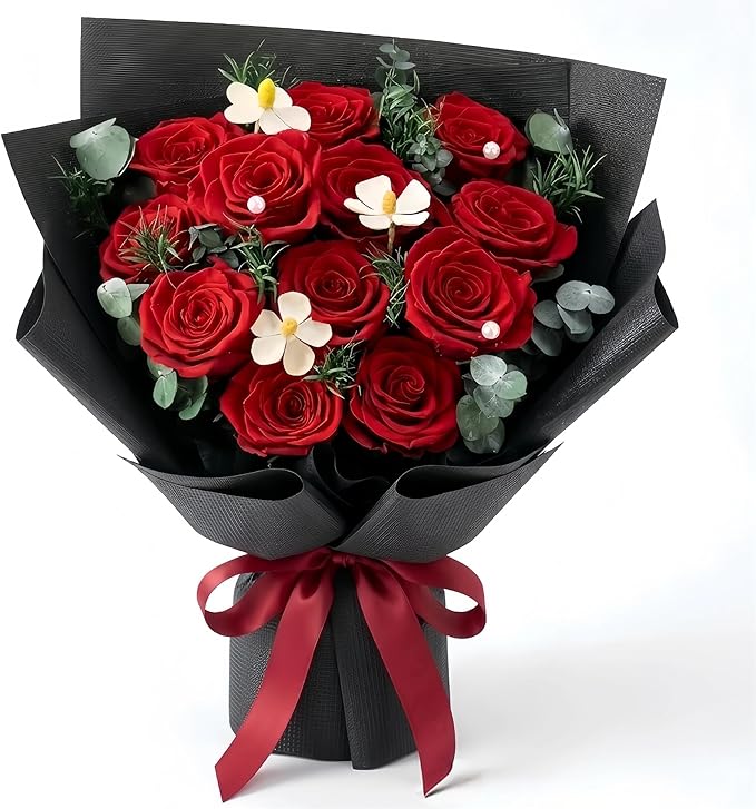 XTYFJGVA 12 Preserved Red Roses Bouquet, Flowers for Delivery, Real Roses That Last 1-3 Years, Birthday Gifts for Women, Forever Flower Gifts for Mom, Wife, Grandma, Her on Mothers Day, Anniversary