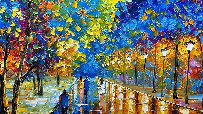 Tyed art- 60x30inch Large Wall Art Decor,Bedroom Office Wall Decor,Wall Art for Living Room, Hand painted Wall Art Oil Paintings Landscape Trees ,Modern Textured Wall Art, Colorful Abstract Artwork Picture, Modern canvas Wall Art