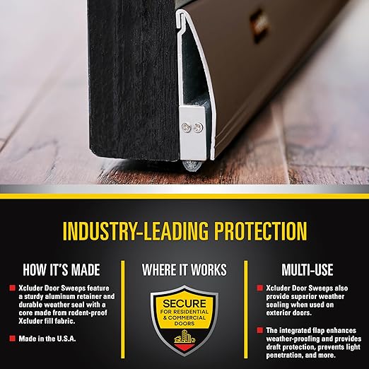 Xcluder 36 in. Versa-Line Door Sweep, Dark Bronze Cover, Seals Out Rodents and Pests, Easy to Install, Maximum Adjustability; Under-Door Seal; Rodent Proof Door Sweep