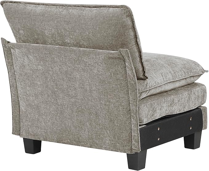 Lexicon Modular Sectional Sofa, Module for Sectional Couch, Armless Chair, Removable Cushion Cover, Soft Upholstery, Durable Frame, Customizable Comfort, Chenille Dark Pewter