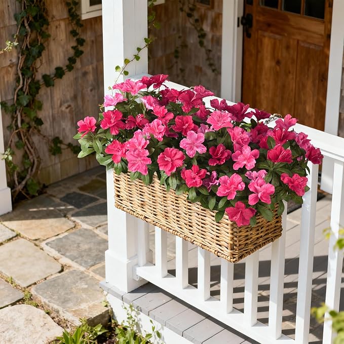 Hommyea Artificial Fake Flowers for Outdoor, 8 Bundles Faux Plants Silk Flowers Spring Decoration UV Resistant No Fade Plastic Flowers for Outside Planters Home Porch Patio Yard Garden Decor