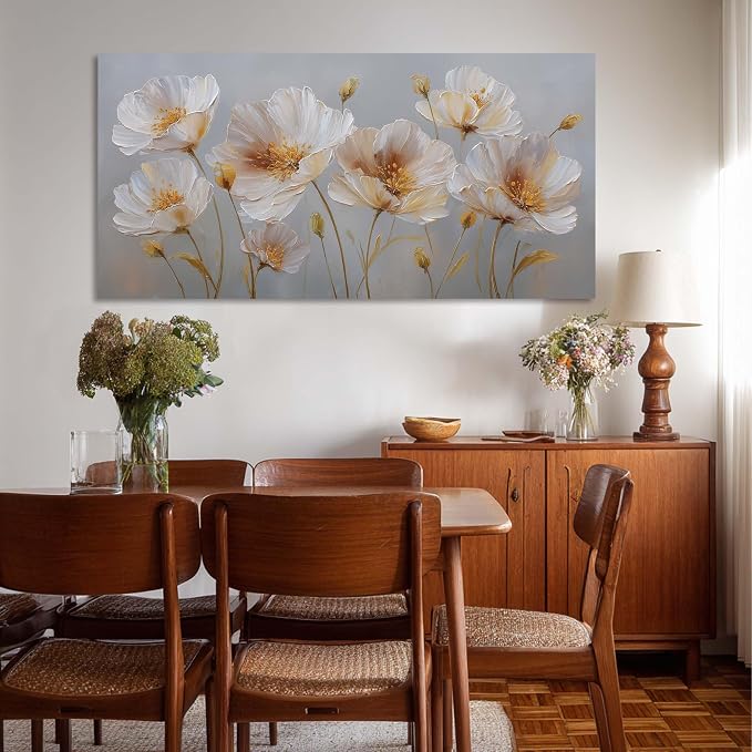 Ggaafet Yellow Flowers Wall Art for Living Room Canvas Oil Painting Prints Beautiful Floral Blooming Art Deco Pretty Artwork Office Bedroom Family Dining Room Decor Large