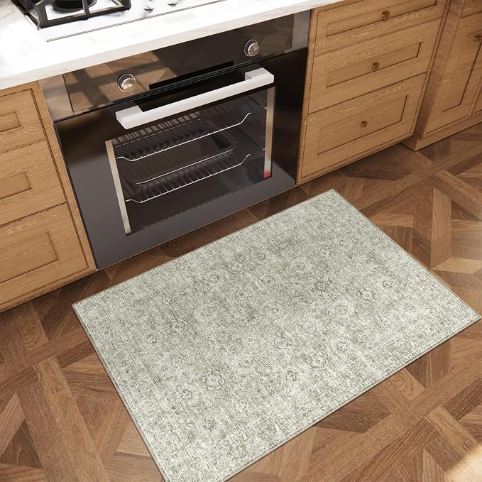 Machine Washable Entryway Small Area Rugs: Soft Non-Slip Low Pile Door Mat Indoor Entrance 2x3 ThrowRug for High-Traffic Areas Kitchen, Hallway, Farmhouse Decor