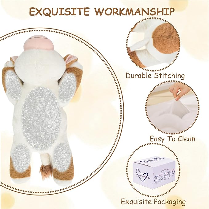 GILFWM Weighted Stuffed Animals Cow - 20.5" Cute Toy Pillow Plushie Gifts for Kids Boys Girls & Adults, 3 lbs Soft Washable Plush Pillowfort