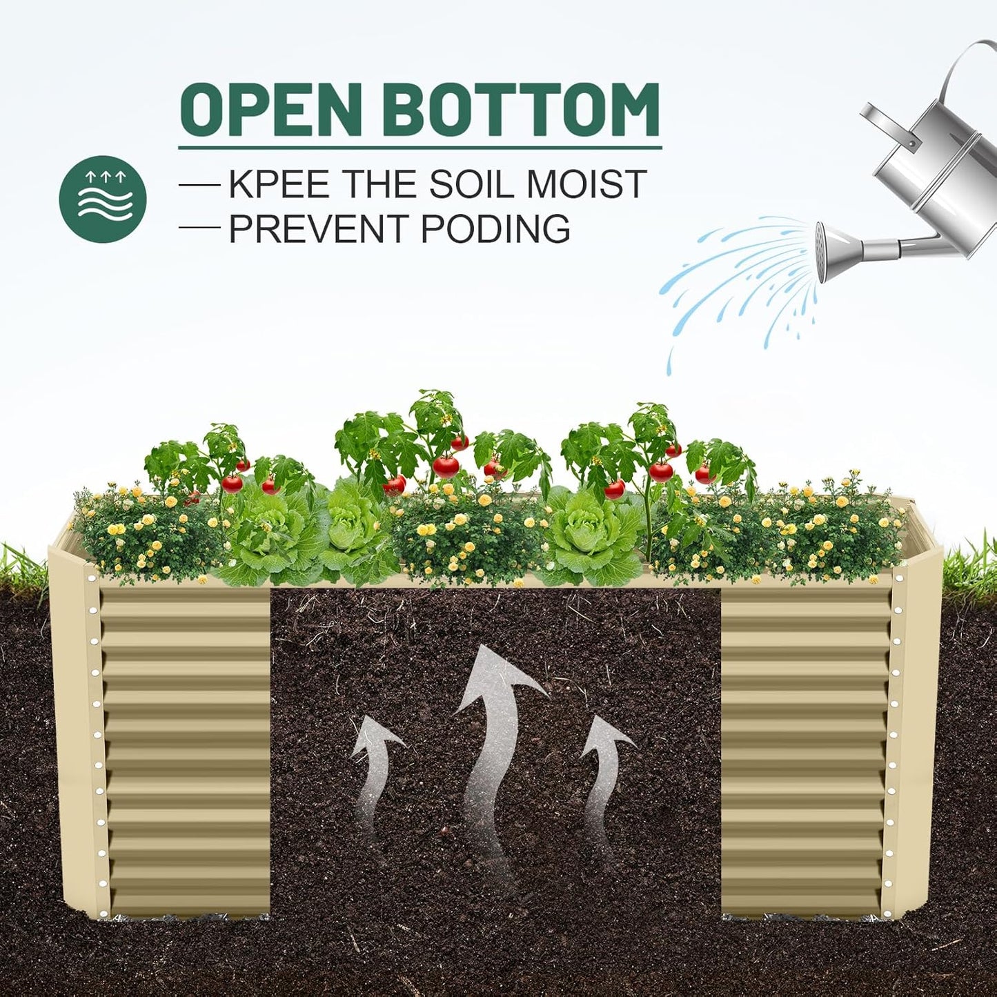 Land Guard 6x3x3ft Rectangular Galvanized Raised Garden Beds, Large-Capacity Metal Planter Box Outdoor, Durable Deep Raised Garden Bed 3ft Tall, Raised Beds for Gardening Vegetables, Cream Yellow