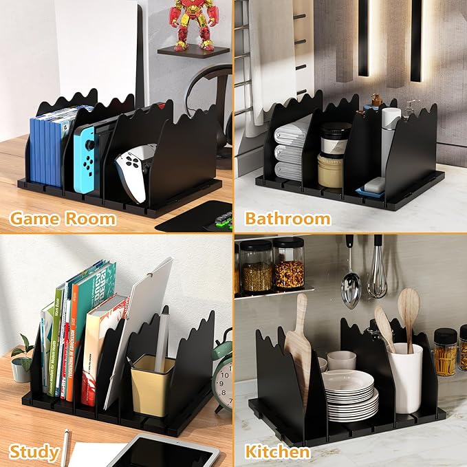 Ronlap Purse Storage Organizer for Closet, Black Closet Bag Storage Dividers Rack Shelf Purse Dividers for Closet Organization Handbag Separators Closet Purse Organizers and Storage, 4 Pack, Black