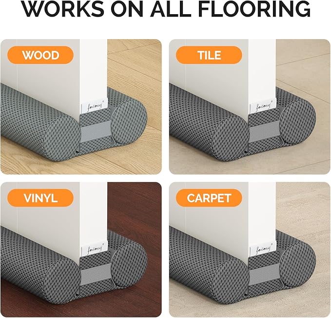 fowong 2 Pack Door Draft Stopper 30" Adjustable Under Door Noise Stopper for Bottom of Doors, Soundproofing Draft Guard, Grey