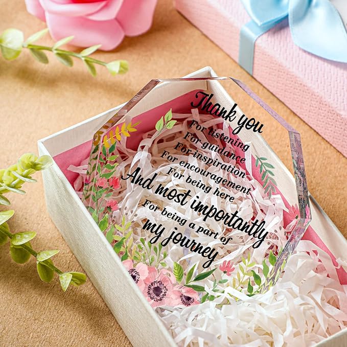 Yinder Thank You Gifts for Women Appreciation Gifts for Coworker Employee Nurse Teacher Leader Boss Inspirational Quotes Acrylic Desk Decor for Home Office Farewell Retirement