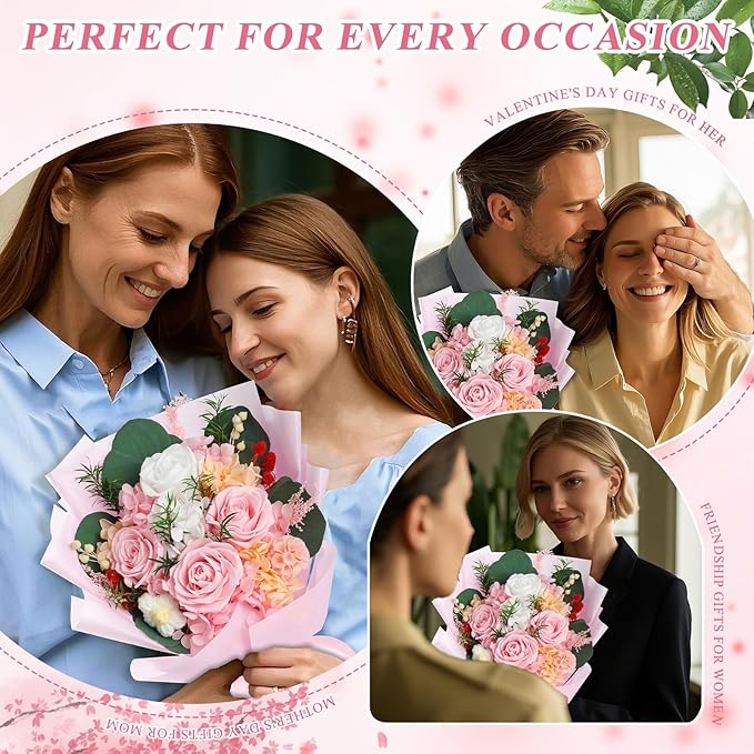 Flowers for Delivery, Preserved Flowers Bouquets – 4 Eternal Pink Roses that Last 2-3 Years,Gift for Mom Grandma Wife on Mother's Day,Forever Flowers for Birthday Valentines Anniversary Home Decor