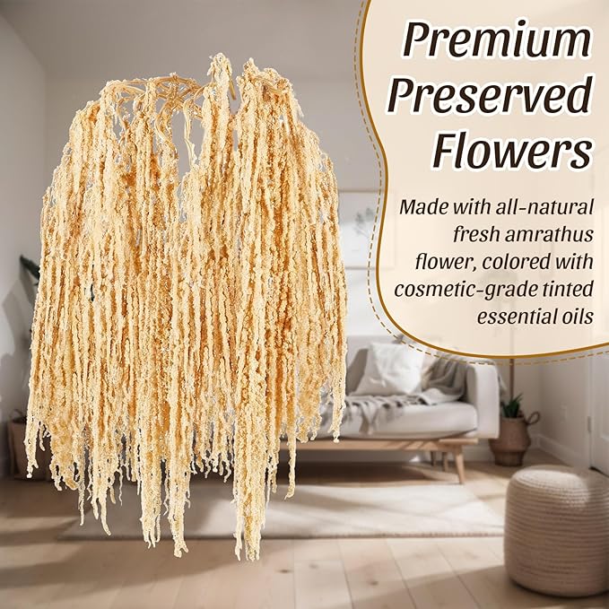 Suncalla 12 Pcs Champagne Spring Natural Dried Amaranthus Hanging Flowers Amaranthus Artificial Flowers for Wedding Arch Bouquet Floral Garland Wall Home Decoration (23 Inch)