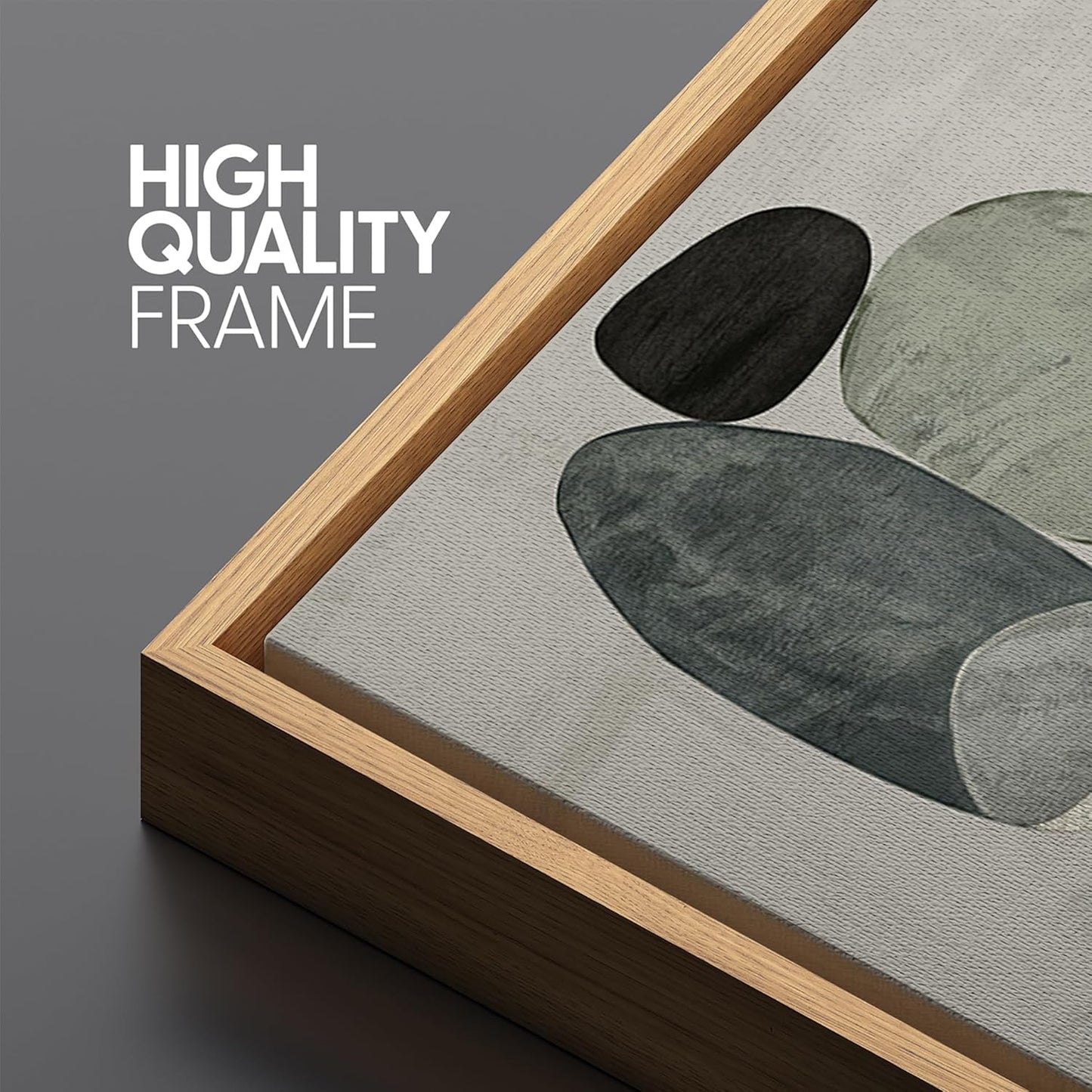 MUDECOR Extra Large Framed Canvas Print Wall Art Abstract Elegance Contemporary Stone Shapes Illustrations Antique Retro Fine Art Illustrations Decorative Colorful for Bedroom - 60"x30"