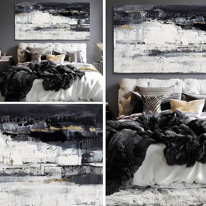 Dolidoteart Large Abstract Wall Art, Black and White Wall Decor, Modern Printed Canvas Artwork for Walls, Living Room, Bedroom, Dining Room, Home Office, 29 x 58 Inches