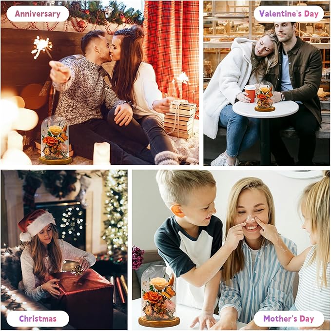 Forever Gifts for Mom: Big Flower Big Love-Mothers Day Flowers for Mom Wife Grandma-Eternal Flower with Butterfly-Flowers for Delivery Prime on Anniversary Valentines Birthday (Orange)