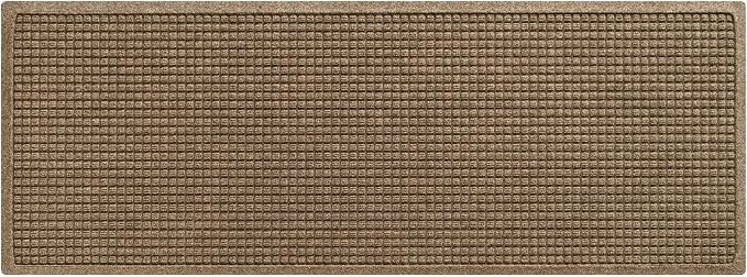 WaterHog Squares Front Door Mat Indoor Outdoor Entrance, Absorbent All-Weather Doormat with Non-Slip Rubber Backing, Dirt & Moisture Trapper, Low Profile, Easy Clean, Made in USA, 22"x60" Camel