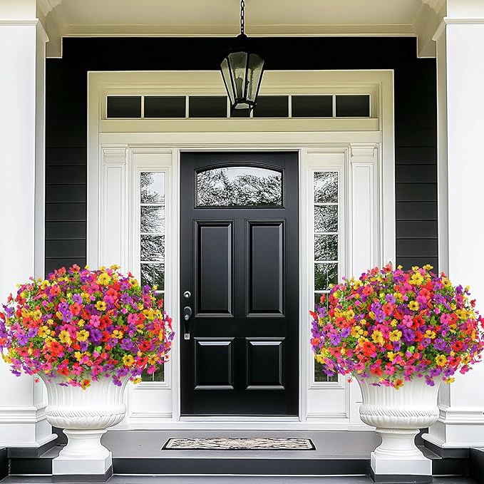 Yastouay Artificial Flowers for Outdoors, 14 Bundles UV Resistant Artificial Outdoor Flowers, Realistic Fake Outdoor Flowers Plant Faux Flowers for Outdoor Planters Front Porch Patio Window Box