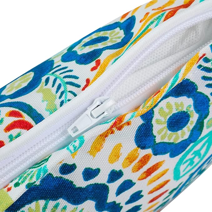 Magpie Fabrics Set of 2 Lumbar Throw Pillow with Insert 12x20 Inch, Outdoor Rectangular Waterproof Home Decorative Toss Cushion for Patio Garden Car Office - Paisley Multi