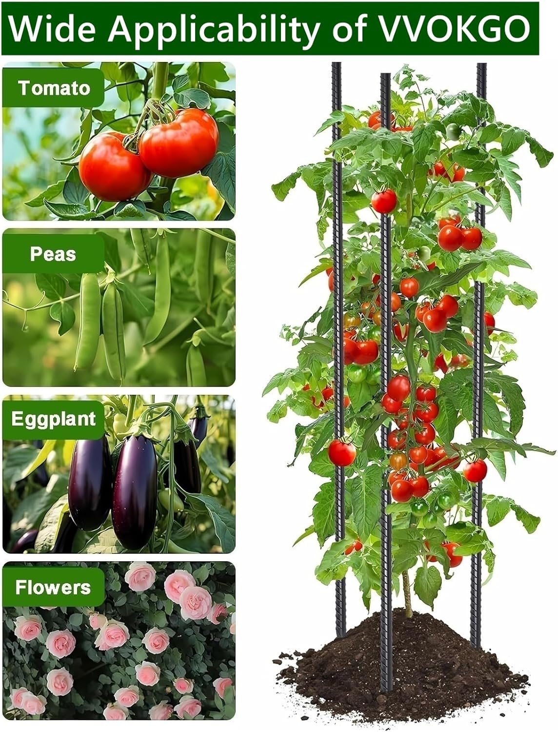 VVOKGO Rebar Stakes 36 Inch 16-Pack Concrete Form Stakes Heavy Duty Straight Ground Anchors, 3/8" Diameter Metal Steel Spikes with Chisel Point End for Plant Support, Garden Border,Landscape Edging