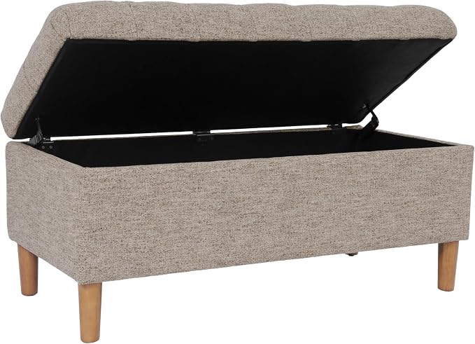 HomePop 40" Ainsley Button Tufted Storage Bench - Midtone Gray
