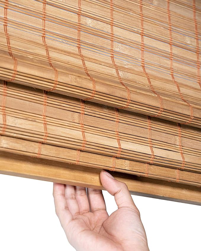 CHICOLOGY Bamboo Roman Shades - Customer Favorite Light Filtering Blinds for Windows, Premium Quality, Ideal for Home, Squirrel Brown, 34"W X 64"H