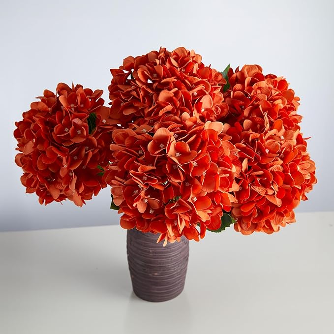 PARTY JOY 5PCS 15.4In Fall Decor Artificial Fall Flowers Bouquet Faux Hydrangea Stems for Wedding Centerpieces Fall Autumn Decorations for Home