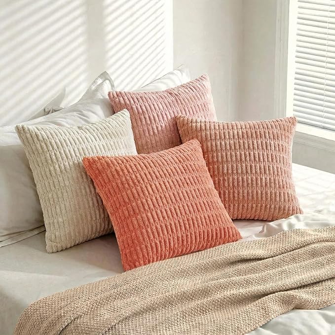 Fancy Homi 4 Packs Decorative Throw Pillow Covers for Living Room Couch Bed, Modern Farmhouse Boho Home Décor Accent Cushion Case, 20" x 20" (Pack of 4), Pink Series