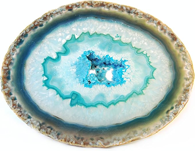 JIC Gem 4-5" Extra Mixed Dyed Color Agate Coasters Polished Natural Geode Coasters Sliced with Free Rubber Bumper Set of 4 Home Decoration