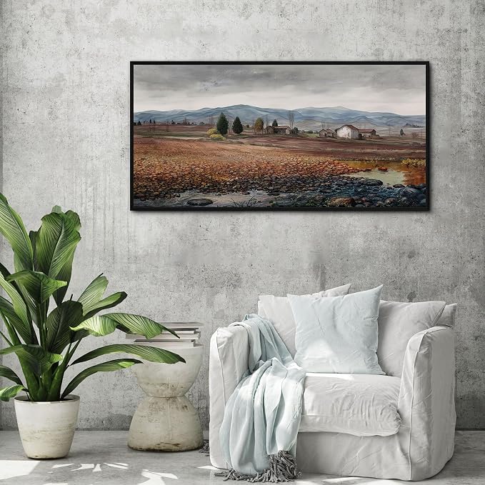 yiijeah Framed Artwork for Walls Extra Large Vintage Nature Earthy Wall Art Scenic Canvas Paintings Decor for Living Room Bedroom Entryway 40x20 Inches