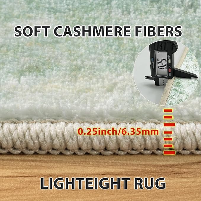 5x7 Area Rugs for Living Room Rug Washable: Abstract Rug for Dining Room Bedroom Carpet Non Slip 5 by 7 Indoor Modern Nursery Home Office Green