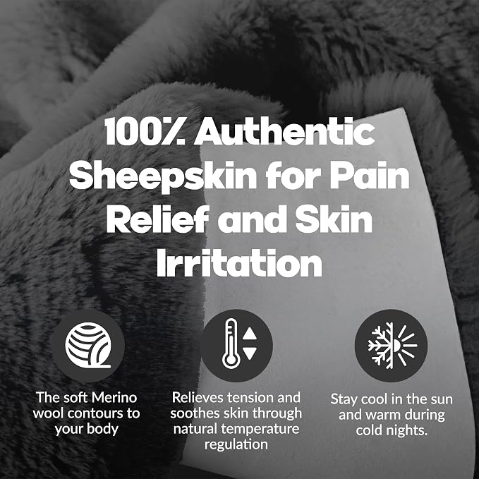 Natural Sheepskin for Bed Sores and Skin Irritation | Tauranga 100% Real Medical Sheepskins with Non-Slip Back for Pain Relief and Discomfort, Wool Seat Pad, Charcoal Grey, 26 in. x 46 in
