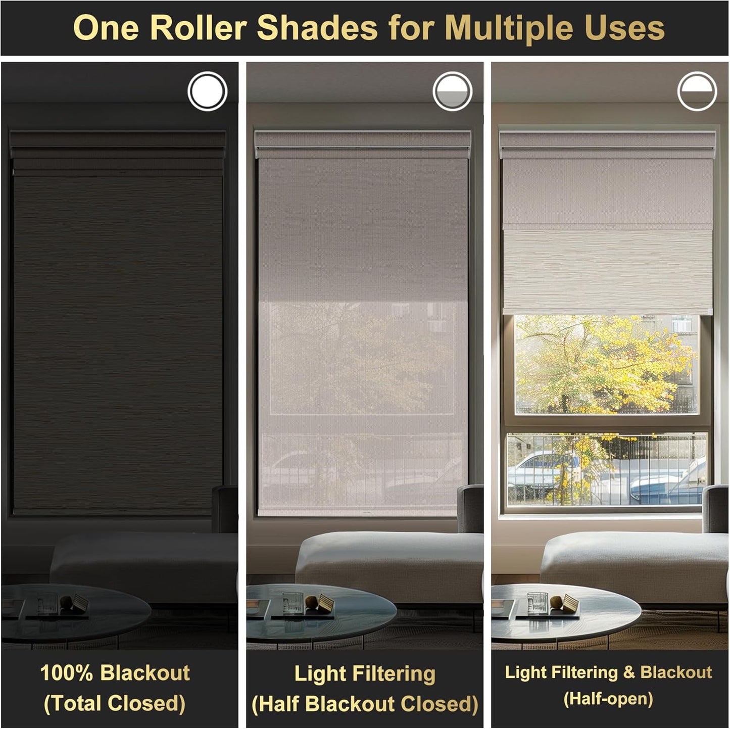 BERISSA Cordless Dual Roller Shades with Cassette Valance and 5% Light Filtering, Day and Night Shades for Home Office. Beige, Custom Sizes