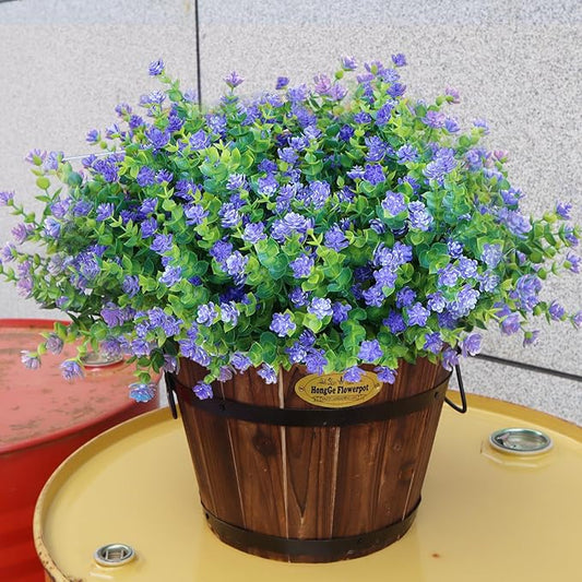 Artificial Flowers for Outdoors, 12 Bundles UV Resistant Realistic Faux Plants for Outside Porch Planter, Spring Summer Home Garden Decoration, Purple