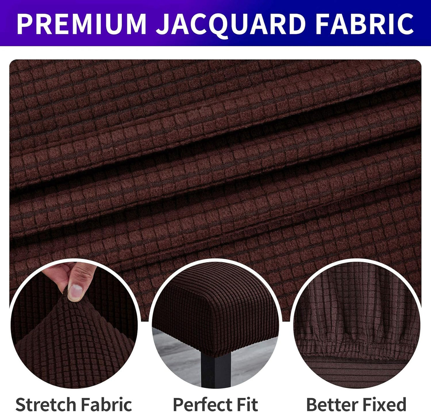 Howhic Stretch Chair Covers for Dining Room Set of 4, Removable Washable Dining Room Chair Covers, Dining Chair Slipcovers Seat Protector, Great Home Decor and Banquet Upholstery (Chocolate, 4 Pack)