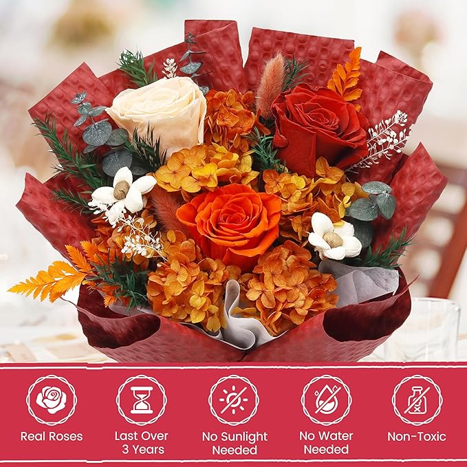 VTJMB Flowers for Delivery Prime, Preserved Flower Bouquet with Box, Birthday Dried Flowers Gift for Women, Mothers Day Gifts for Mom, Wife, Grandma, Friends