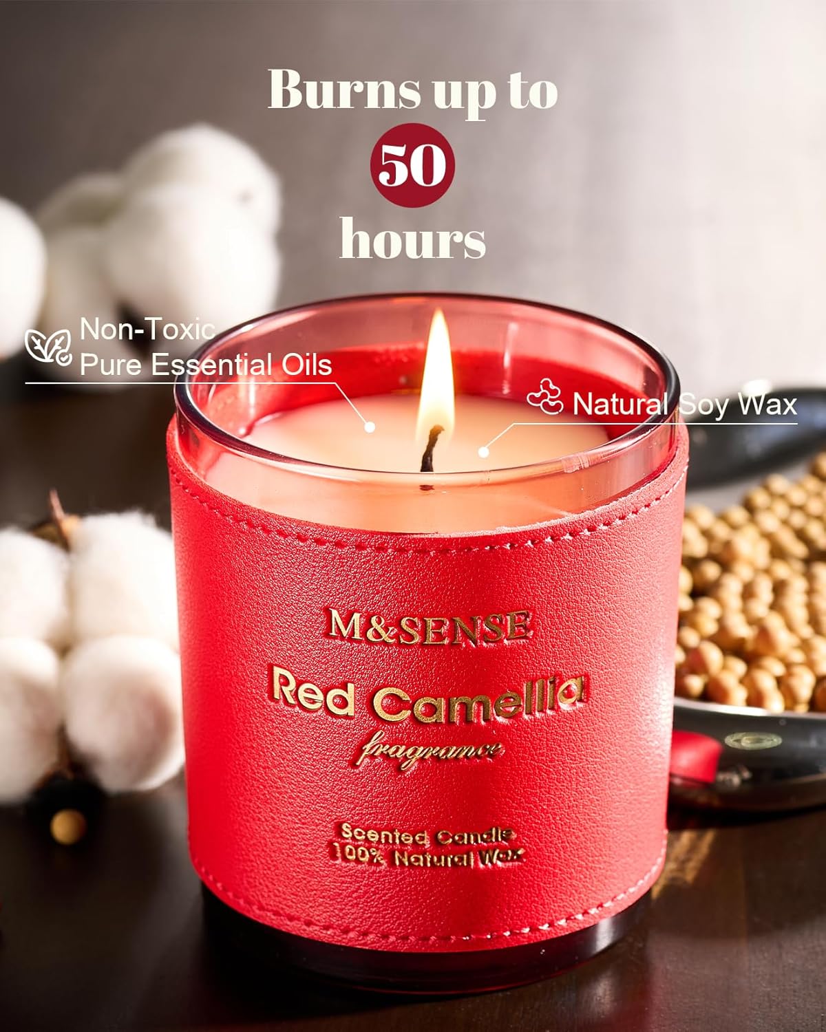 M&SENSE Citrus Floral Scented Soy Candles, Naturally Scented Vegan Soy Candle, 10oz 42-Hour Long Last Burning Time, No Toxin Bathtub Relaxing Stress Relief Home Fragrance for Women and Man