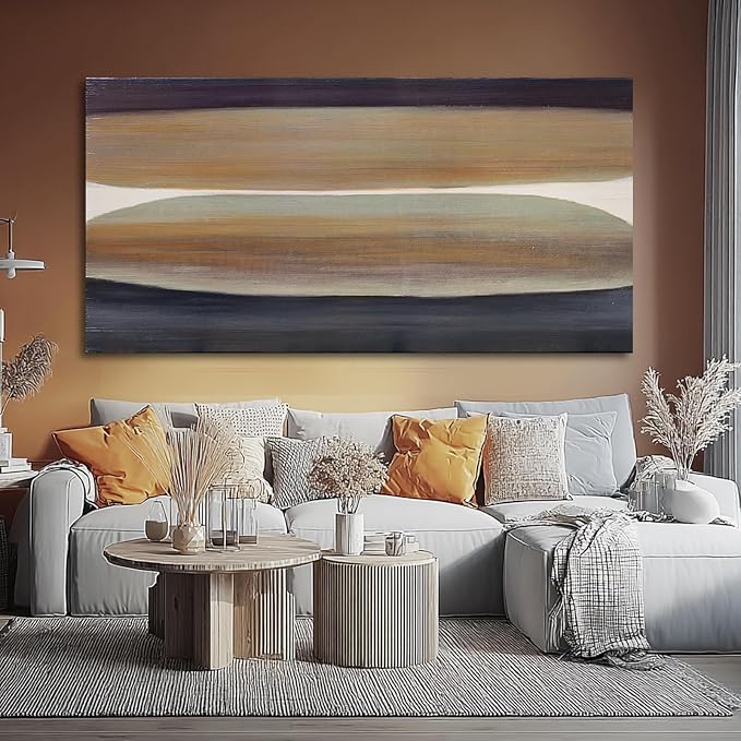 SHEYOYE Brown Wall Art Decor, Large Abstract Canvas Wall Art, Wall Hanging Decor for Dining Room, Aesthetic Posters and Modern Wall Decor 29" x 58"