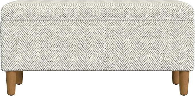 HomePop Malmo 36" Storage Bench - Cream Chevron Woven