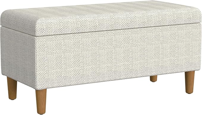 HomePop Malmo 36" Storage Bench - Cream Chevron Woven