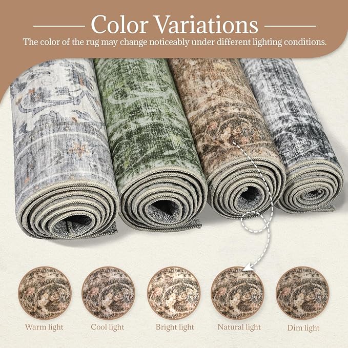 Washable Rugs for Living Room: 10x14 Area Rugs for Bedroom Ultra Soft Non-Slip Stain Resistant Vintage Boho Large Carpet for High-Traffic Dining Room - Farmhouse Decor