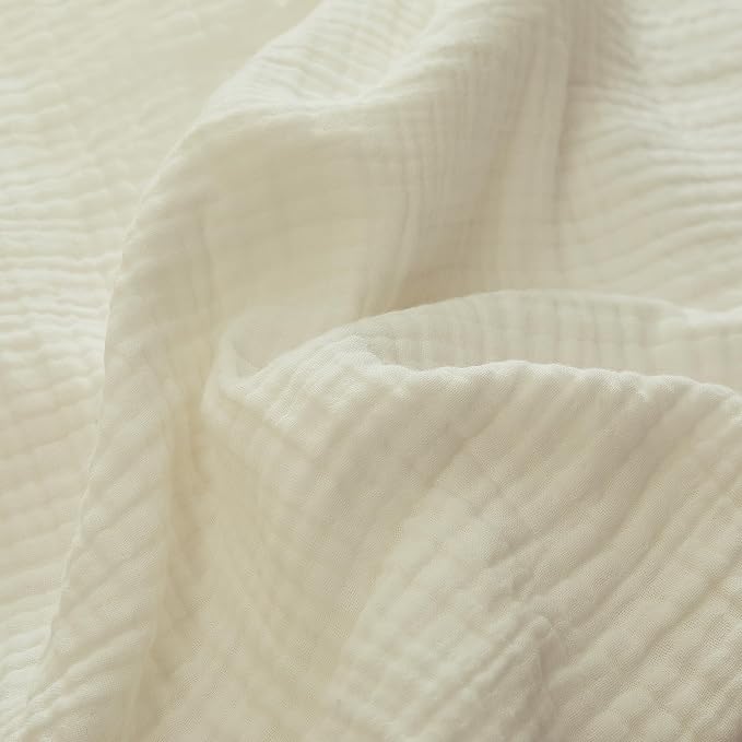 100% Cotton Muslin Throw XL Blanket (50" x 70") – A Luxuriously Soft, 4-Layer Lightweight and Breathable Gauze Blanket, Perfect for Year-Round use on beds, couches (Ivory, Throw XL)